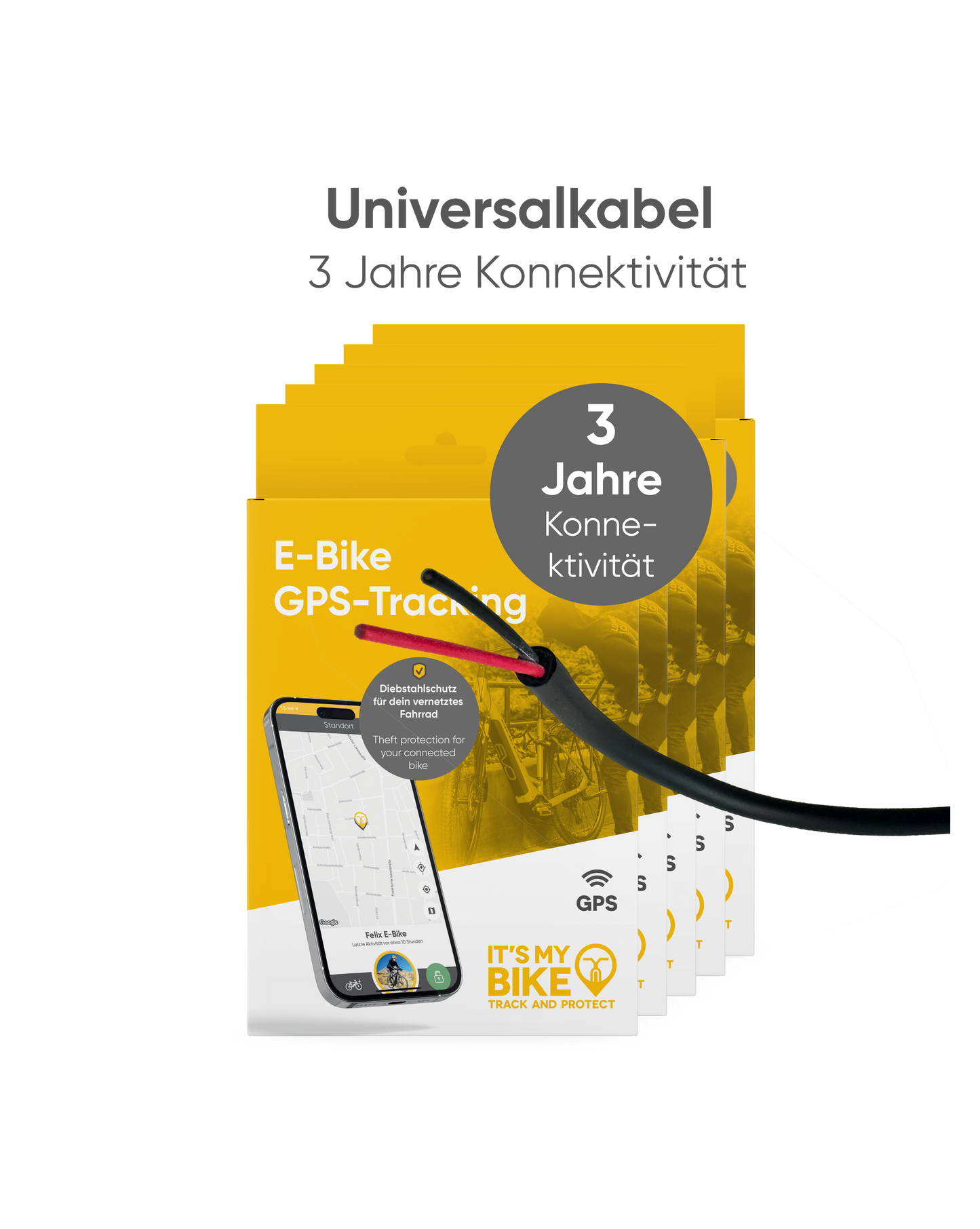 IT'S MY BIKE GPS tracker met universele kabel inclusief 3 jaar service: diefstalbeveiliging | ondersteuning bij herstel