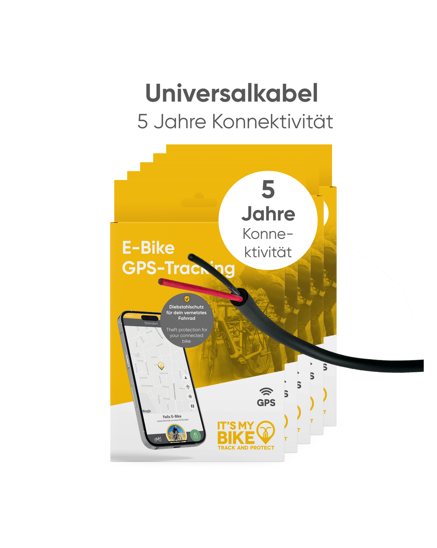 IT'S MY BIKE GPS tracker met universele kabel inclusief 5 jaar service: diefstalbeveiliging | ondersteuning bij herstel